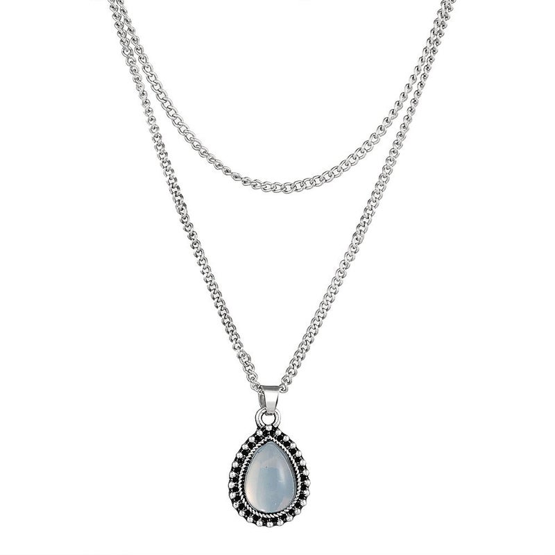 fxmimior Simple Layered Bar Silver Drop Pendant Necklace Boho V Neck Women Accessories - Image 3